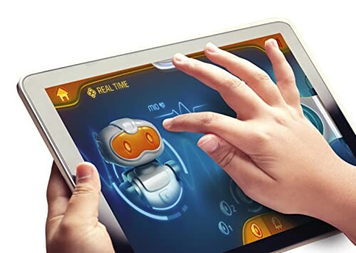 Handen bedienen interactief spel op tablet