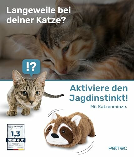 Twee katten en een speelgoed met kattenkruid