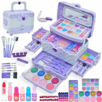 Kinder make-up set met borstels en kleurrijke cosmetica