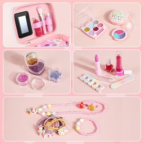 Kindermake-up set met accessoires en sieraden.