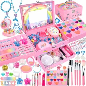 Speelgoed make-up set voor kinderen met accessoires en borstels.