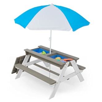 Picknicktafel voor kinderen met parasol en zandbak