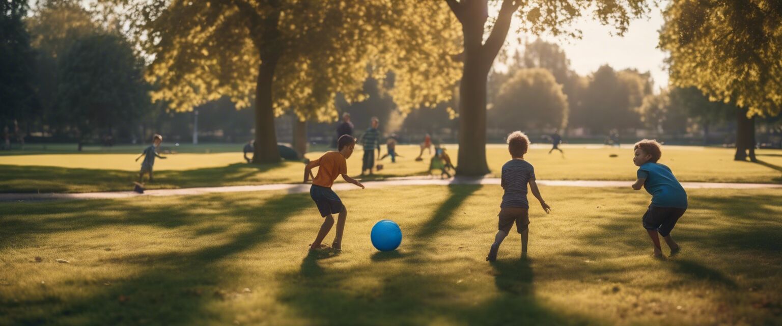 Kinderen die buitenspeelgoed gebruiken in het park