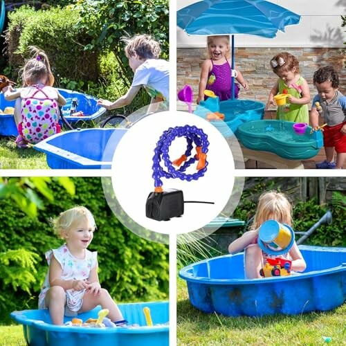 Kinderen spelen met water in de tuin