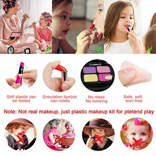 Kinderen spelen met neppe make-up set.