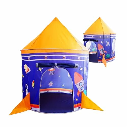 Speeltent in de vorm van een raket voor kinderen.