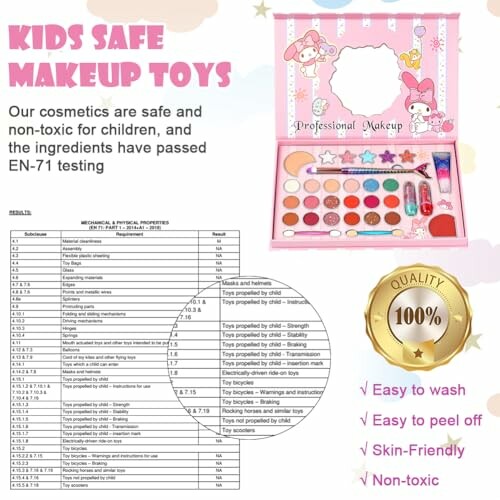 Veilig make-up speelgoed voor kinderen met niet-giftige ingrediënten.