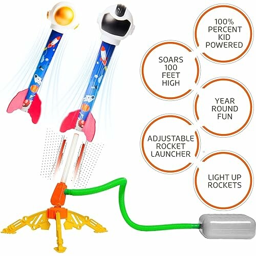 Kindvriendelijke raketlanceerder met verstelbare standaard en lichtgevende raketten