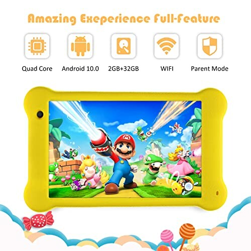 Kindertablet met quad-core, Android 10, 2GB+32GB, WIFI en oudermodus