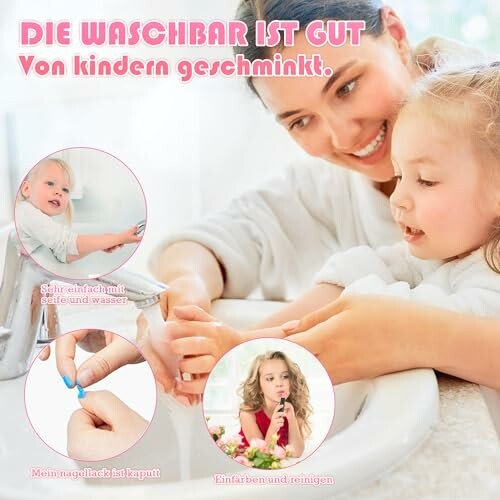 Kinderen spelen met make-up en wassen handen