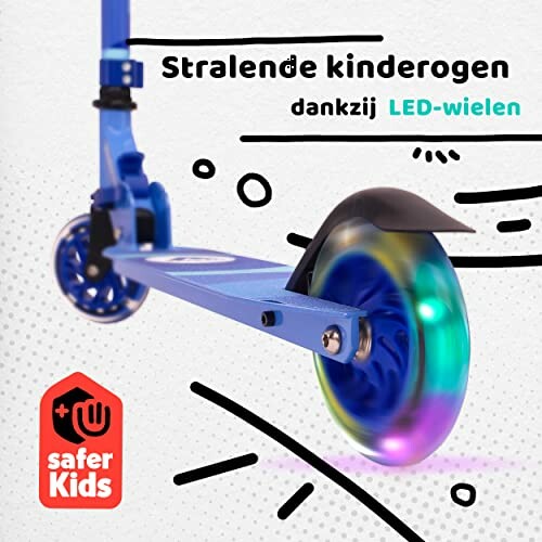 Blauwe kinderstep met kleurrijke LED-wielen