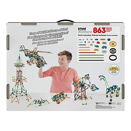 Kind speelt met K'NEX bouwset met 863 onderdelen.