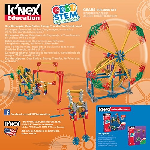 K'NEX bouwset met tandwielen en educatieve informatie