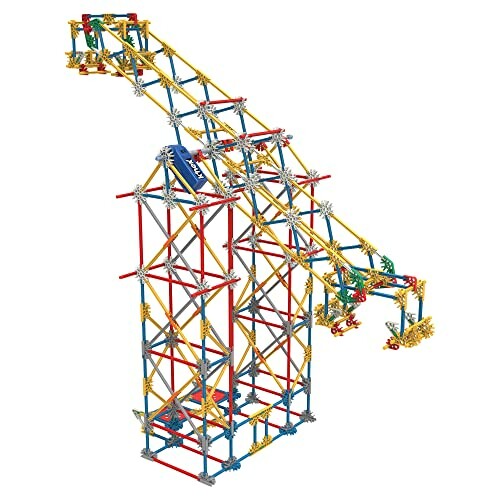 K'NEX achtbaanconstructie met kleurrijke staven en verbindingen.