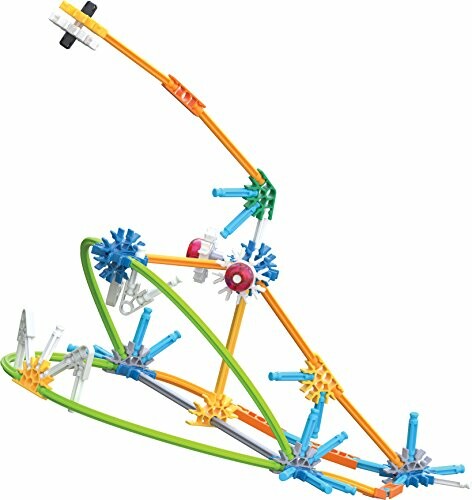 K'NEX-constructie van een achtbaan in felle kleuren