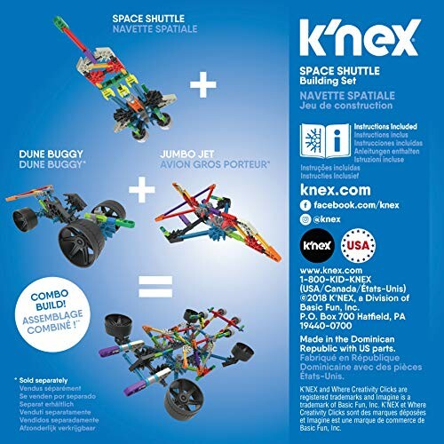 K'NEX bouwset voor spaceshuttle met instructies en onderdelen.