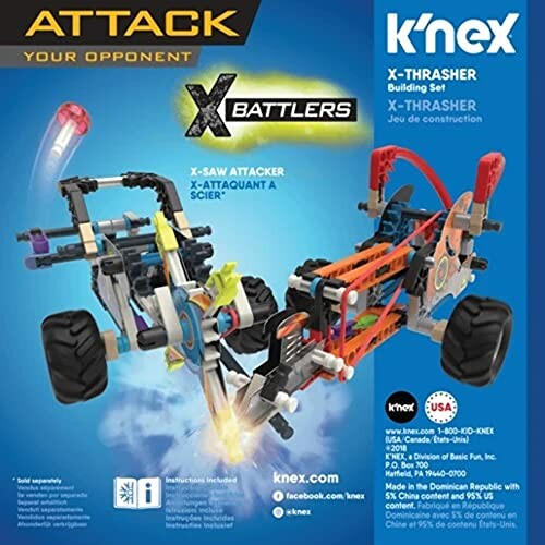 K'NEX bouwset met X-Thrasher en X-Saw Attacker speelgoedvoertuigen.