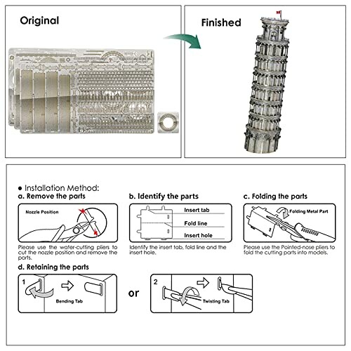 Instructies voor het bouwen van een model van de scheve toren van Pisa