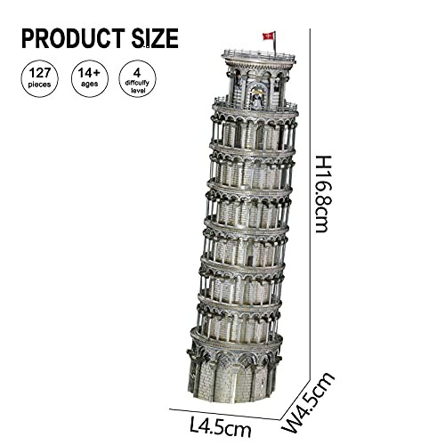 3D puzzel van de scheve toren van Pisa met specificaties