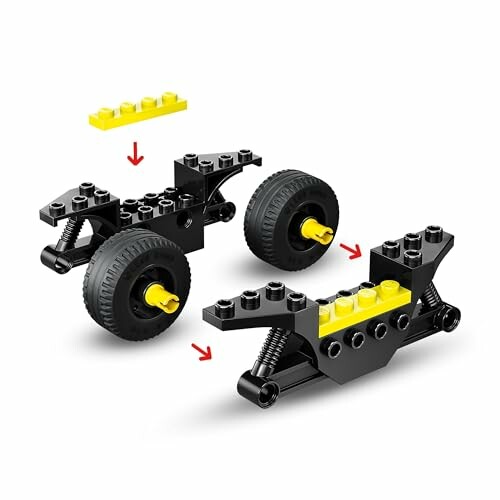 Lego onderdelen en instructies voor het bouwen van een auto