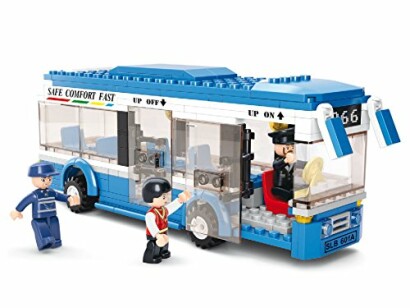 Lego bus met passagiers en chauffeur