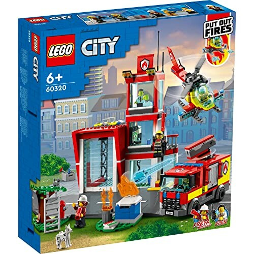 LEGO City brandweerkazerne bouwset met helikopter en brandweerwagen