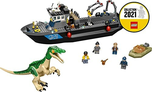 LEGO set met boot, dinosaurussen en figuren