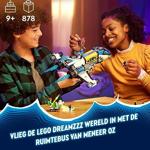 Kinderen spelen met LEGO ruimtebus speelgoedset