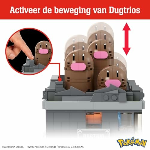 Lego-constructie van Dugtrio Pokémon met bewegingsfunctie