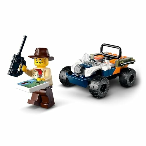 Lego ontdekkingsreiziger met jeep en kaart