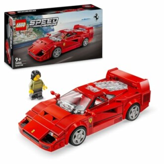 LEGO set van rode Ferrari F40 met minifiguur