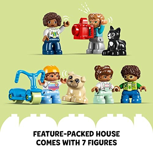 LEGO-figuren met hond, kat en scooter