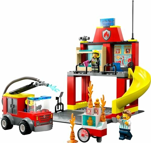 Lego brandweerkazerne speelset met voertuig en figuren