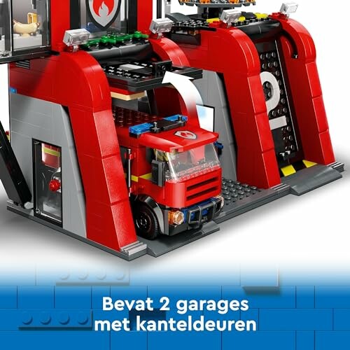 Lego brandweerkazerne met 2 garages en kanteldeuren