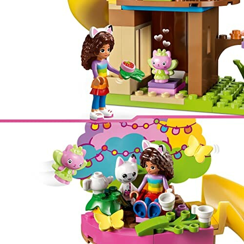 Kind speelt met LEGO Friends set en schattige dieren