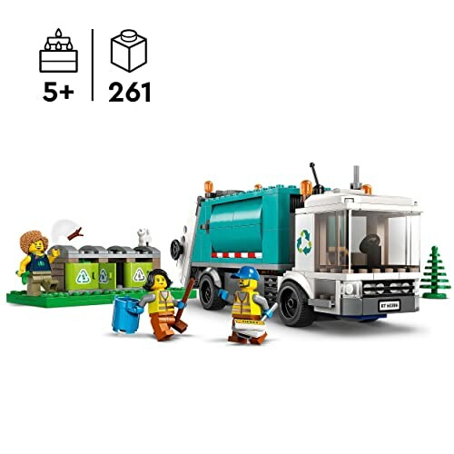 LEGO vuilniswagen met poppetjes en afvalcontainers