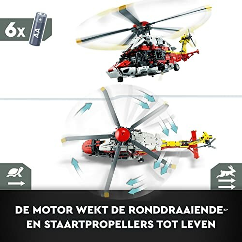 LEGO helikopter met draaiende propellers en motor