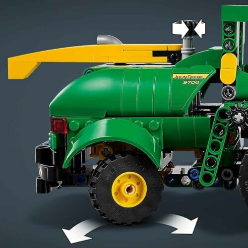 Lego speelgoedtractor met groene en gele kleuren