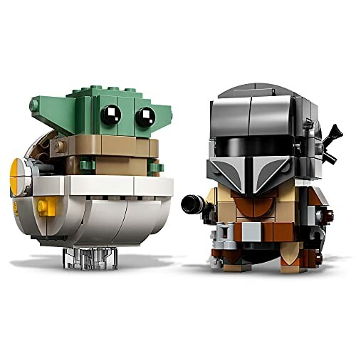 LEGO-figuren van Mandalorian en Grogu