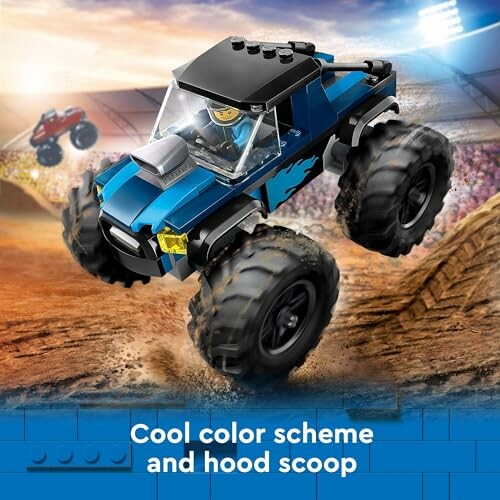 Lego monstertruck in actie op circuit