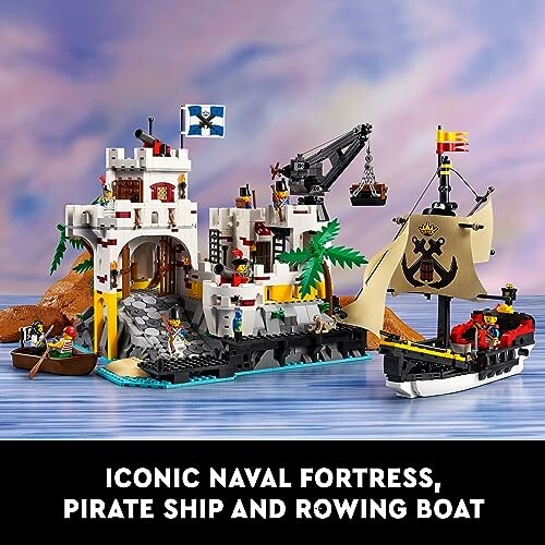 LEGO maritiem fort met piratenschip en roeiboot