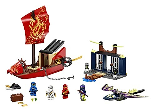 Lego Ninjago set met drakenboot en figuren