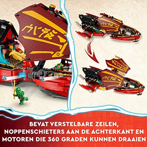 LEGO Ninjago drakenboot met verstelbare zeilen en noppenschieters