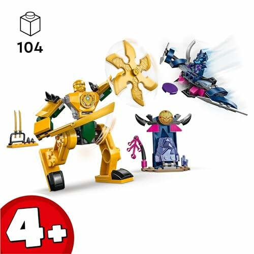 Lego Ninjago set met gele robot en voertuig