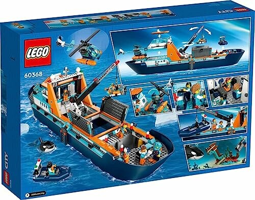 Lego set voor oceaanonderzoek met schip en helikopter