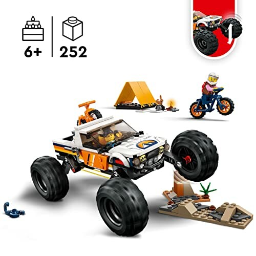 LEGO off-road voertuig met tent en fiets