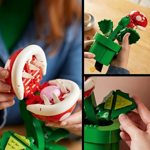 LEGO Piranha Plant model in montage.