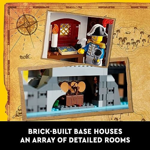 Lego-piratenthema met gedetailleerde kamers