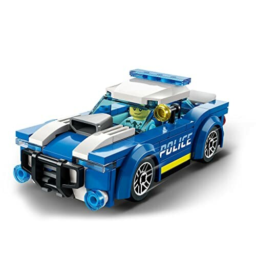 Blauw-witte LEGO politieauto met minifiguur