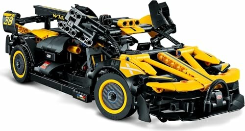 Lego raceauto met gele en zwarte details